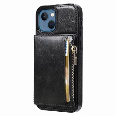 Imagem de zhouye Capa de cartão para iPhone 14/14 Pro/14 Plus/14 Pro Max, capa carteira flip, à prova de choque, antiarranhões, fina, macia, TPU (poliuretano termoplástico) macio, capa traseira protetora de couro, preta, 14 pro max 6,7 polegadas