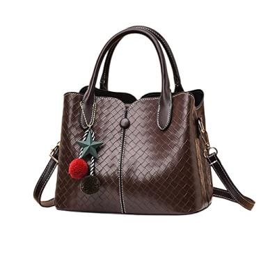 Imagem de Bolsas grandes de couro para mulheres bolsa transversal de tecido fashion retrô bolsa de ombro dupla bolsa de ombro totes, Marrom