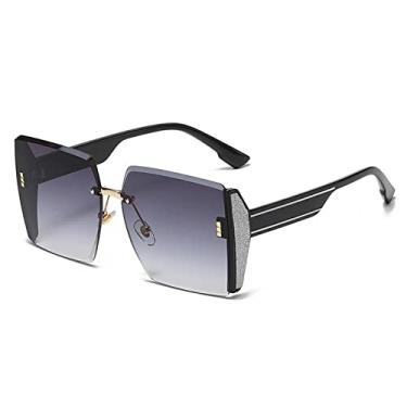 Imagem de Óculos de sol femininos sem armação de borda de corte alto sentido grande armação de óculos de sol maré, 5, tamanho único