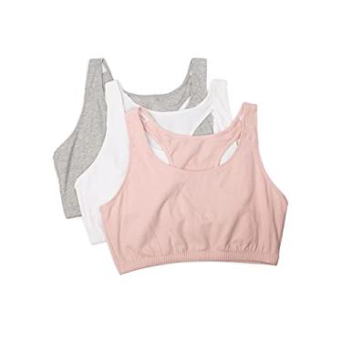 Imagem de Fruit of the Loom Sutiã esportivo feminino estilo regata, Rosa/branco/cinza urze, 46