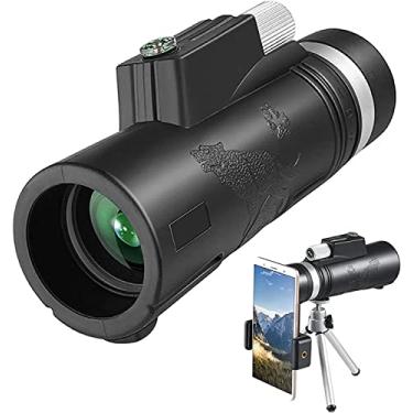 Imagem de Telescópio monocular com suporte de telefone tripé para adultos crianças, 10x42 hd alta potência à prova dwaterproof água monocular leve com claro para caminhadas observação de pássaros viag