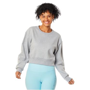 Imagem de Sueter Cropped Simples, Reserva, Feminino, Cinza Mescla, P