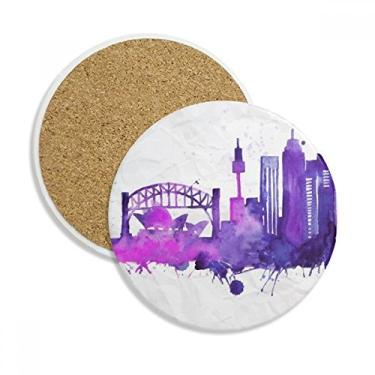 Imagem de Austrália Sydney Opera House Caneca porta-copos aquarela com proteção de mesa Pedra absorvente