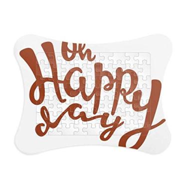 Imagem de Oh Happy Day — Moldura de quebra-cabeça estilo escrita à mão com frases de papel para casa