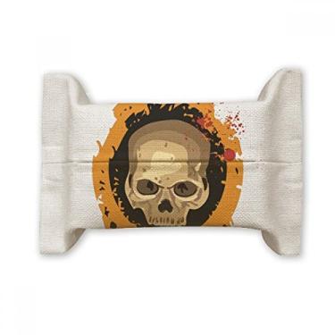 Imagem de Bolsa de linho de algodão para lenços faciais de caveira de Halloween