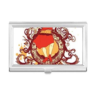 Imagem de Porta-cartões com ilustração de espada Samurai vermelha japonesa, porta-cartões