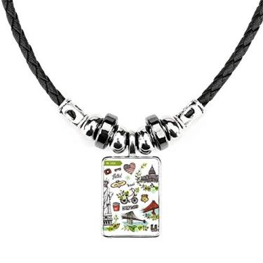 Imagem de DIYthinker Colar Spring Liberty White House EUA Graffiti colar joia torque corda de couro pingente