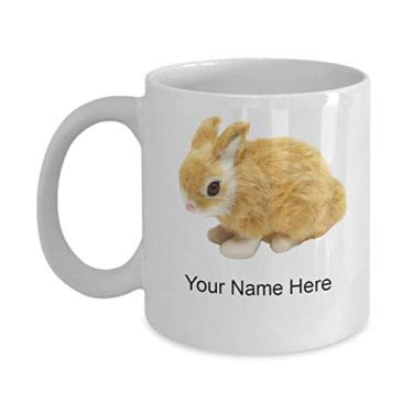 Imagem de SpreadPassion Caneca de coelho personalizada - xícara de café para amantes de coelhos, ideia de crianças, meninos e meninas - Caneca de café de 325 ml