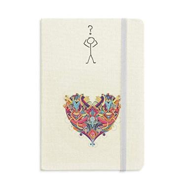 Imagem de Caderno de interrogação com estampa geométrica de coração para cartas de baralho diário clássico A5