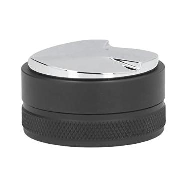 Imagem de plplaaobo Distribuidor de café de aço inoxidável, ferramenta de nivelador de café em pó ajustável preto (51 mm)