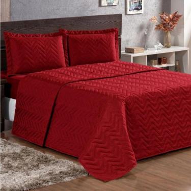 Imagem de Cobre Leito Queen Pratic Lisa 3 Peças - Vermelho