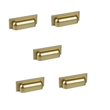 Imagem de Kit 5 Puxador Plymouth Zen Dourado Concha 80Mm Zp5420.955