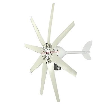 Imagem de Turbina eólica horizontal de 8000w com 8 lâminas+ controlador MPPT 12V/24V/48V Turbina eólica para uso doméstico de baixa eficiência de baixa eficiência (branco),48v