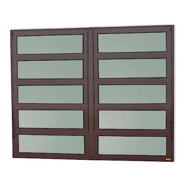 Imagem de Janela de Alumínio Basculante 2 Seções 100x200cm Vidro Mini Boreal Elite Brimak Corten