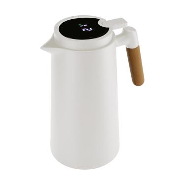 Imagem de Garrafa Térmica Wood Fashion com Termômetro Led 1 Litro Branca