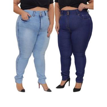 Imagem de Kit Feminino 2 Peças Plus Size - Calça Skinny Jeans Escuro E Calça Ski