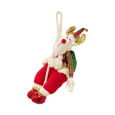Imagem de Série de corda de escalada pingente de boneca de Natal de pelúcia Papai Noel boneco de neve alce decoração de Natal - boneca de escalada de corda (estilo alce) - tamanho pequeno (25 cm)