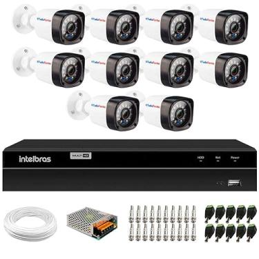 Imagem de Kit 10 Câmeras de Segurança Full HD 1080p 2MP Bullet 20 Metros Infravermelho Tudo Forte + DVR Intelbras MHDX 1216 Multi HD de 16 Canais