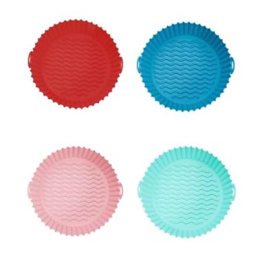 Imagem de Assadeira De Silicone Forma Para Fritadeira Airfryer 20cm Reutilizável E Antiaderente Limpeza Facil e Muito Resistente (Verde)