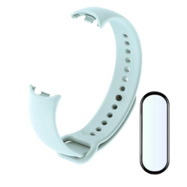 Imagem de Kit Pulseira Sport Silicone Cores Vivas Compatível com Xiaomi Band 8 + Película 5D 9D (Azul-bebe)
