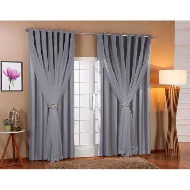 Imagem de Cortina Voil com Forro Blackout 6,00x2,80 Cinza