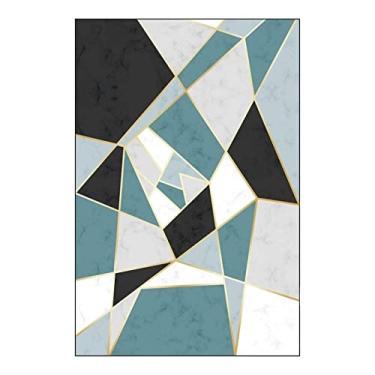 Imagem de Tapete Sala Quarto Tapete Para Área Residencial Carpete Retangular Marmorizado Preto Verde Geometria Irregular Tapetes de Área (Color : A, Size : 100X160CM)