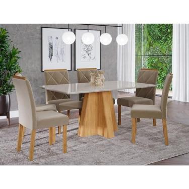 Imagem de Mesa para Sala de Jantar Patricia 160 cm com 6 Cadeiras Fernanda Cimol Nature/off White/madeira/joli