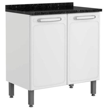 Imagem de Armário Balcão Duplo Bertolini Evidence Aço 2 portas com tampo - Branco