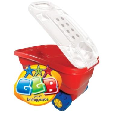 Imagem de Carrinho de puxar que acompanha 48 Pecas de Blocos grandes de Montar (VERMELHO)