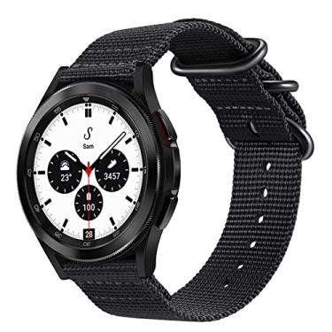 Imagem de Pulseiras Fintie compatíveis com relógio Galaxy 42 mm/esportes de engrenagem, pulseira de nylon macio de 20 mm com fecho ajustável compatível com Samsung Gear S2 Classic Smartwatch, Preto