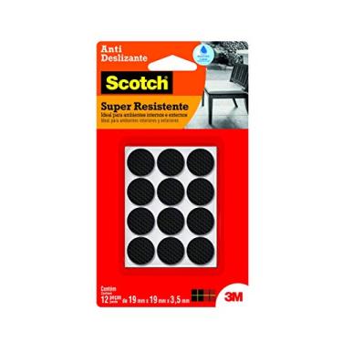Imagem de 3M, Protetor Antideslizante Adesivo Scotch, Redondo, Preto, Pequeno, 12 Unidades