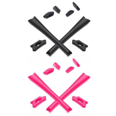 Imagem de Mryok 2 pares de meias de substituição para óculos de sol Oakley Flak Jacket/Flak Jacket XLJ/Flak Jacket Óculos de sol com ajuste asiático - rosa e preto
