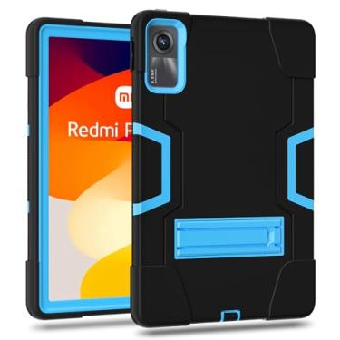 Imagem de Doemoil Capa protetora para Xiaomi Redmi Pad SE 11 polegadas, fina, resistente, à prova de choque, resistente, com suporte integrado para Redmi Pad SE 11 2023 (preto/azul)