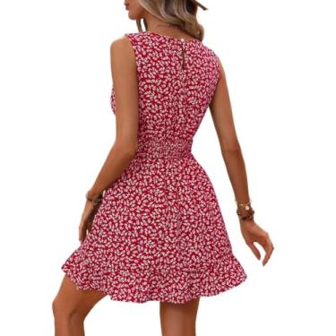 Imagem de Camisa Feminina Ditsy Floral Print A-line Dress (Color : Red, Size : M)
