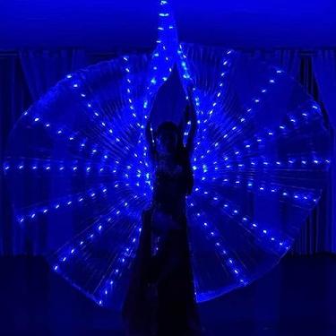 Imagem de Janoiuc Asas de dança do ventre de LED Isis, asas de borboleta de LED coloridas, com bastões telescópicos, roupas de apresentação de fantasia iluminadas para show de palco de carnaval, festa de Natal