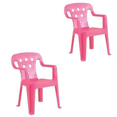 Imagem de Kit 2 Cadeira Infantil Plastica Poltrona Jardim Mor 40Kg