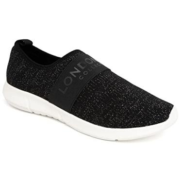 Imagem de LONDON FOG Kissia Tênis de corrida feminino moderno sem cadarço confortável, Preto, 37