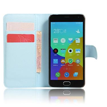 Imagem de Capa carteira MEIZU M2, capa carteira flip de couro PU premium com compartimento para cartão, suporte e fecho magnético [capa interna de TPU à prova de choque] compatível com MEIZU M2