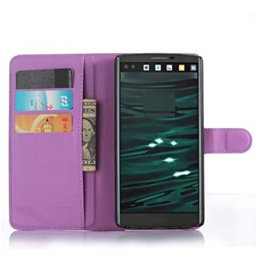 Imagem de Capa para LG G4 PRO, capa carteira flip de couro PU premium com compartimento para cartão, suporte e fecho magnético [capa interna de TPU à prova de choque] Compatível com LG G4 PRO