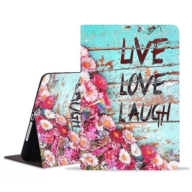 Imagem de BXIKEOPIU Capa para Samsung Galaxy Tab A8 10,5 polegadas 2022 (Modelo: SM-X200/X205/X207), capa fólio fina de couro PU com função de despertar automático, placa de madeira vintage margarida colorida