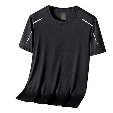 Imagem de Camiseta masculina atlética manga curta secagem rápida leve fina lisa elástica suave treino, Cor 1, XG
