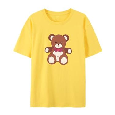 Imagem de Camiseta Love Graphics para homens e mulheres Urso Funny Graphic Shirt for Friends Love, Amarelo, G