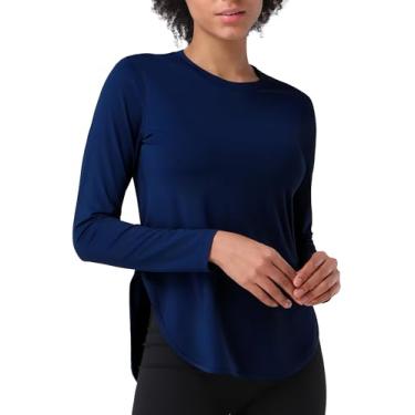 Imagem de Pioneer Camp Camisetas femininas de manga comprida FPS 50+ proteção UV, leve, secagem rápida para caminhadas, corrida e treino, Azul marinho, M