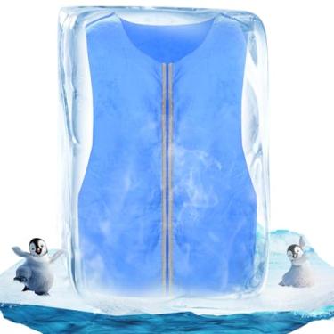 Imagem de PANGTIKU Colete masculino evaporativo para resfriamento de gelo – colete frio corporal para esportes e motocicletas MS, Azul, X-Small-5X-Large