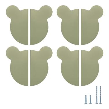 Imagem de Evionlin Conjunto de 4 pares de puxadores de gaveta infantis coloridos semicirculares inspirados em Panda verde - puxadores de armário adoráveis e funcionais para um toque divertido em qualquer cômodo