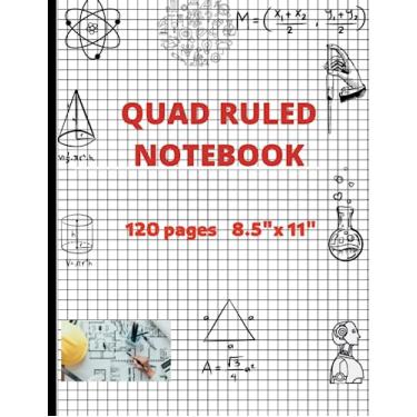 Imagem de Caderno pautado quádrupla: diário quadriculado de papel quadriculado - 120 páginas 21,6 cm x 28 cm - Papel quadriculado para estudantes de matemática e ciências