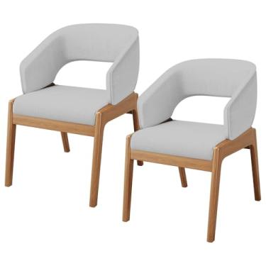 Imagem de Kit 02 Cadeiras de Jantar e Estar Living Estofada Lince L02 Linho Cinza - Lyam Decor