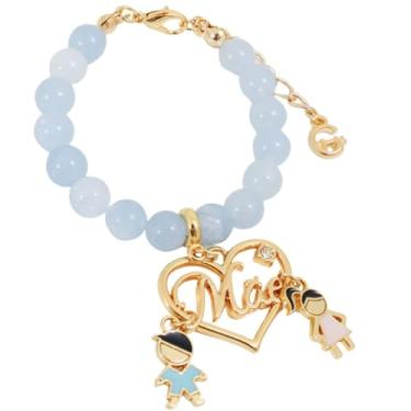 Imagem de GRANADO ACESSÓRIOS, Pulseira Pedra Da Lua Pingente Mãe Com Cristal Menino e Menina Banhado a Ouro - AM