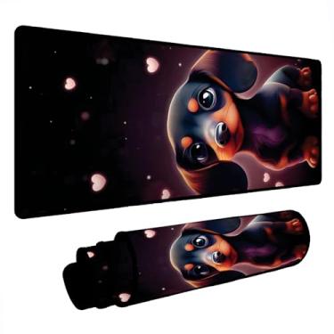 Imagem de Novo Mouse Pad Gamer Deskpad Speed Extra Grande Borda Costurada Profissional Varios Tamanhos - Cachorrinho Corações (80x40)