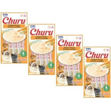 Imagem de Kit 04 Churu Petisco Para Gatos Vários Sabores Escolher Inaba - 16 Tubetes (Kit 4 unid. (16 Tubetes), Frango)